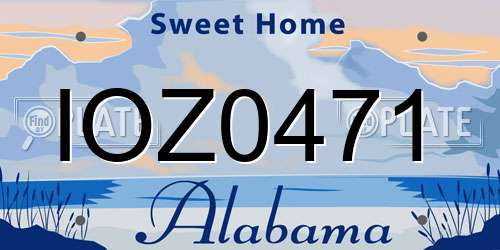 IOZ0471 Alabama License Plate