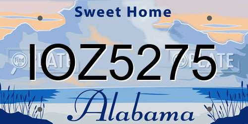 IOZ5275 Alabama License Plate