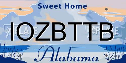 IOZBTTB Alabama License Plate