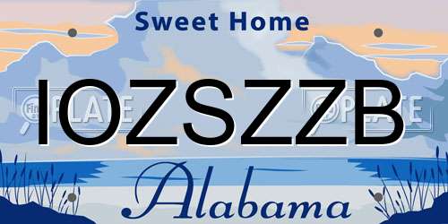 IOZSZZB Alabama License Plate