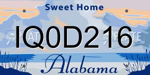IQ0D216 Alabama License Plate