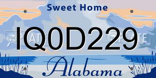 IQ0D229 Alabama License Plate