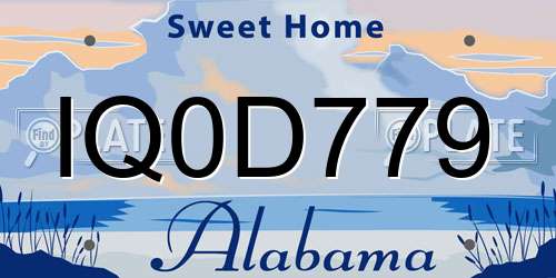 IQ0D779 Alabama License Plate