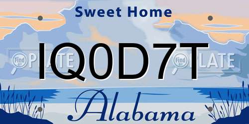 IQ0D7T Alabama License Plate
