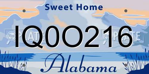 IQ0O216 Alabama License Plate