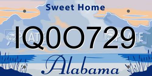 IQ0O729 Alabama License Plate