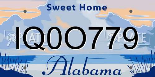 IQ0O779 Alabama License Plate