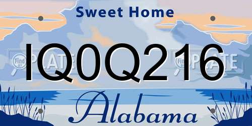 IQ0Q216 Alabama License Plate
