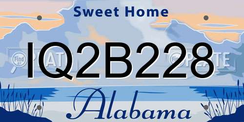 IQ2B228 Alabama License Plate