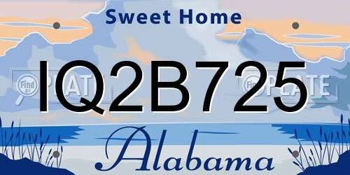 IQ2B725 Alabama License Plate