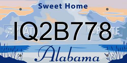IQ2B778 Alabama License Plate