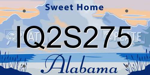 IQ2S275 Alabama License Plate