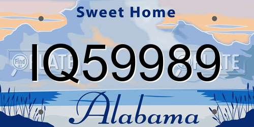 IQ59989 Alabama License Plate