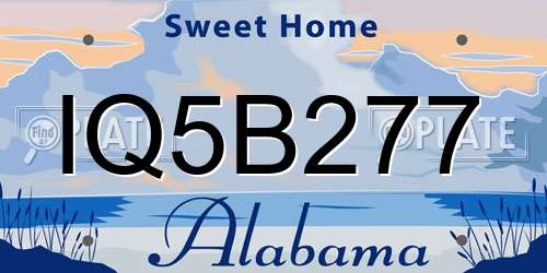 IQ5B277 Alabama License Plate