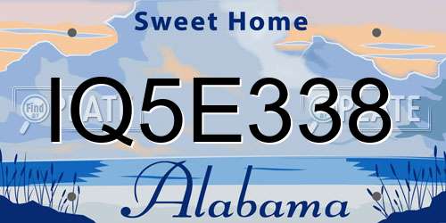 IQ5E338 Alabama License Plate