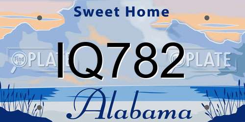 IQ782 Alabama License Plate