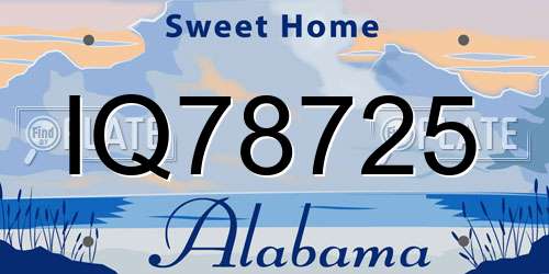IQ78725 Alabama License Plate