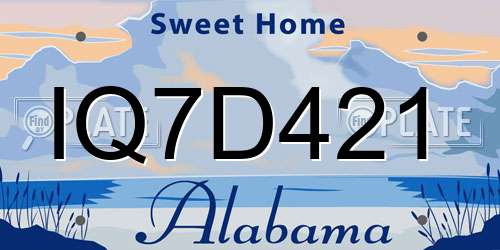 IQ7D421 Alabama License Plate
