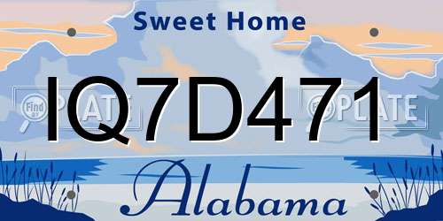 IQ7D471 Alabama License Plate