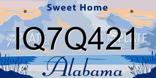 IQ7Q421 Alabama License Plate