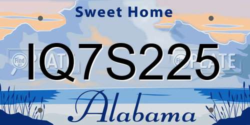 IQ7S225 Alabama License Plate