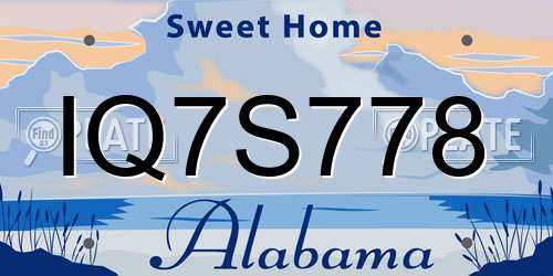 IQ7S778 Alabama License Plate