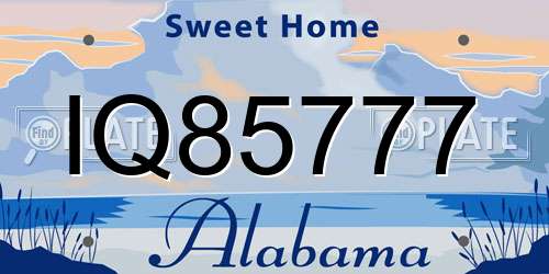 IQ85777 Alabama License Plate