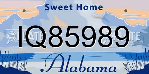 IQ85989 Alabama License Plate