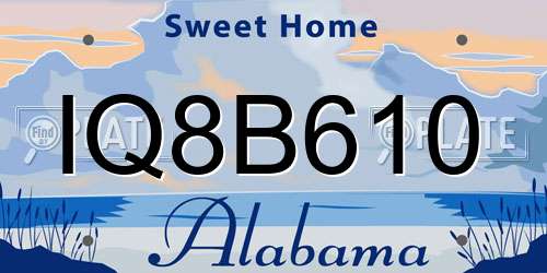 IQ8B610 Alabama License Plate