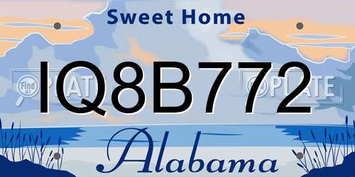 IQ8B772 Alabama License Plate