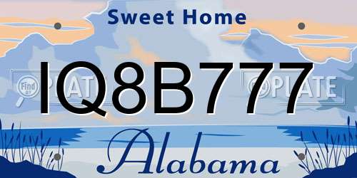 IQ8B777 Alabama License Plate