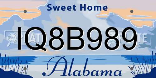 IQ8B989 Alabama License Plate