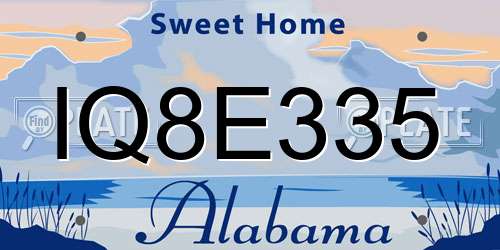 IQ8E335 Alabama License Plate