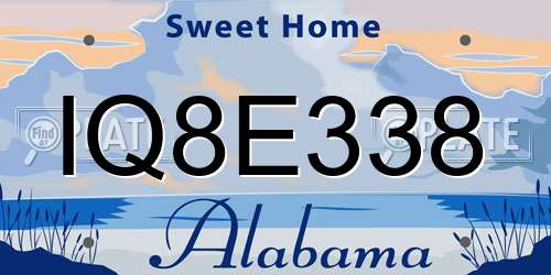 IQ8E338 Alabama License Plate