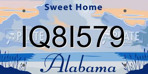 IQ8I579 Alabama License Plate