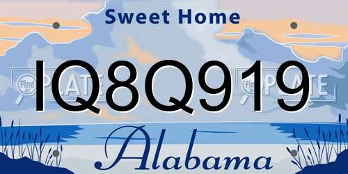 IQ8Q919 Alabama License Plate