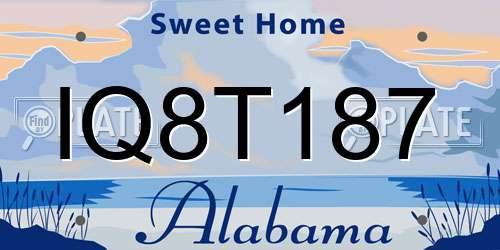 IQ8T187 Alabama License Plate