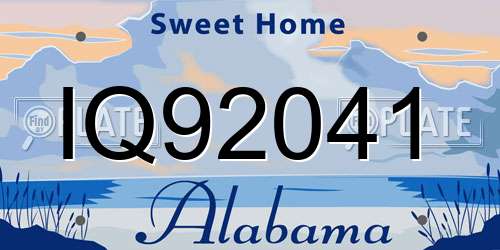 IQ92041 Alabama License Plate