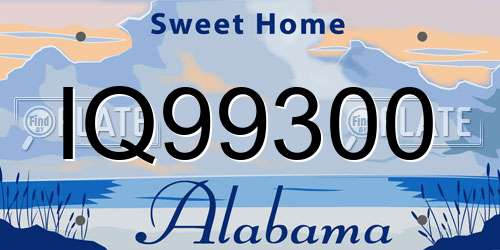 IQ99300 Alabama License Plate