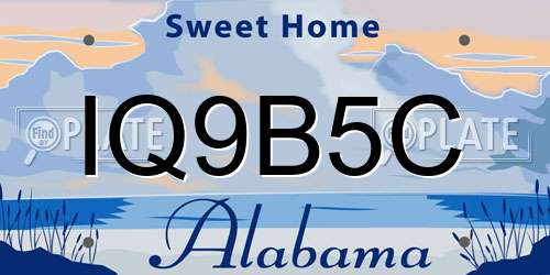 IQ9B5C Alabama License Plate