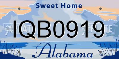 IQB0919 Alabama License Plate
