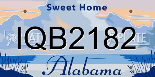 IQB2182 Alabama License Plate