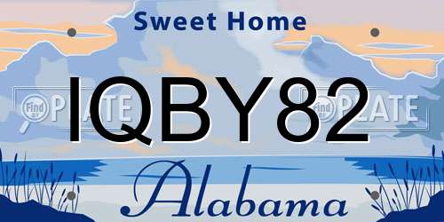 IQBY82 Alabama License Plate
