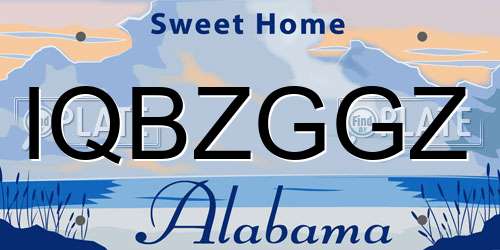 IQBZGGZ Alabama License Plate