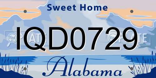 IQD0729 Alabama License Plate