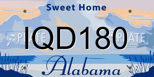IQD180 Alabama License Plate