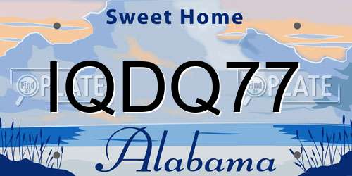 IQDQ77 Alabama License Plate