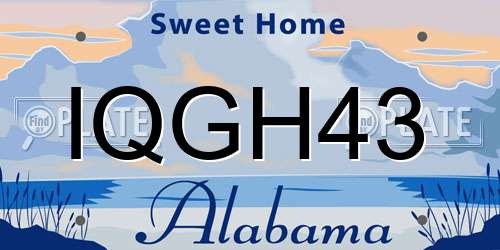 IQGH43 Alabama License Plate
