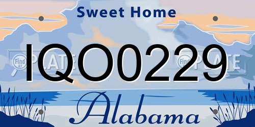IQO0229 Alabama License Plate
