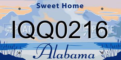 IQQ0216 Alabama License Plate